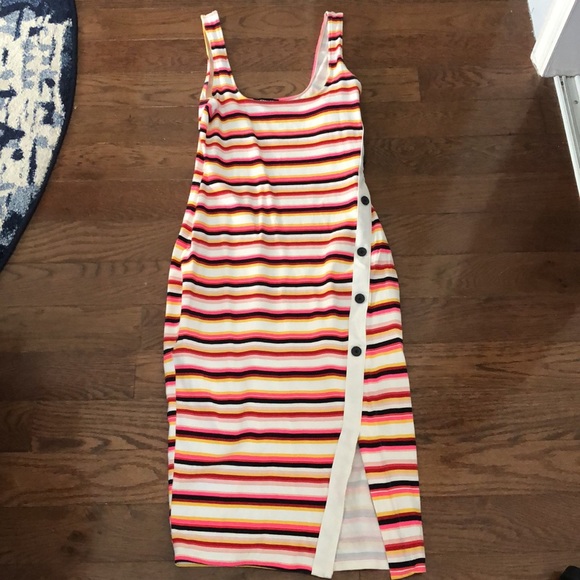 Express striped asymmetrical button front dress - Picture 3 of 3